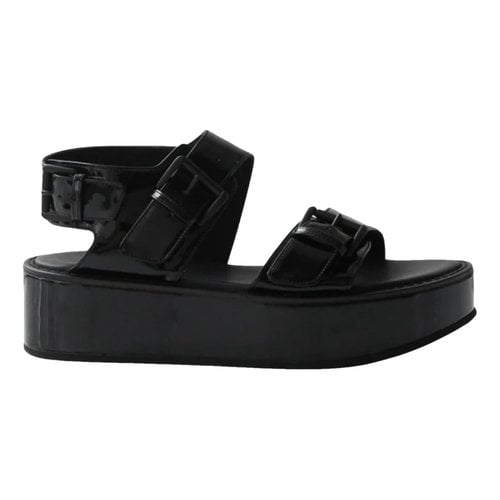 Pre-owned Ann Demeulemeester Patent Leather Sandal In Black