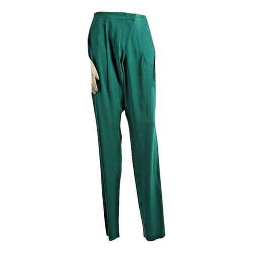 Pre-owned Gucci Silk Slim Pants In Green