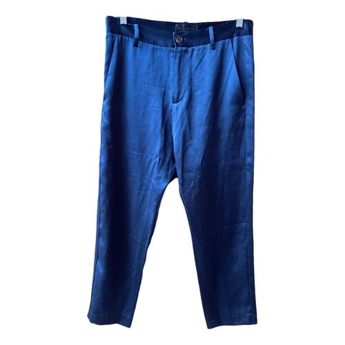 Pre-owned Nili Lotan Silk Straight Pants In Blue