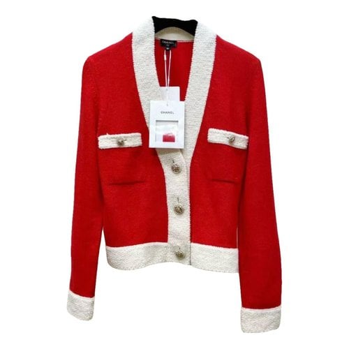 Pre-owned Chanel Cashmere Cardigan In Red