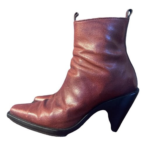 Pre-owned Ann Demeulemeester Leather Boots In Red
