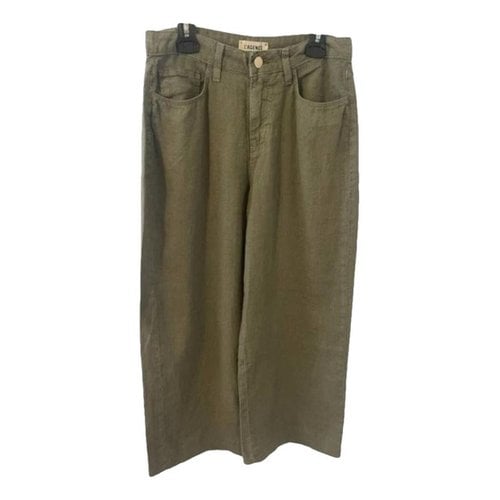 Pre-owned L Agence Linen Trousers In Green