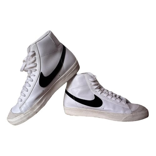 Pre-owned Nike Blazer Leather High Trainers In White