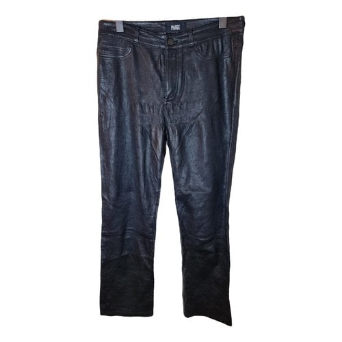Pre-owned Paige Leather Trousers In Black