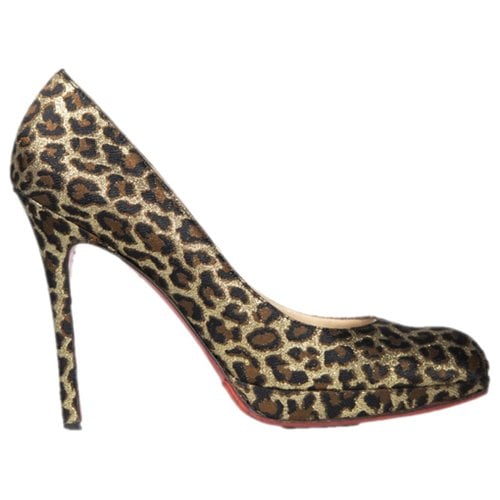 Pre-owned Christian Louboutin Cloth Heels In Brown