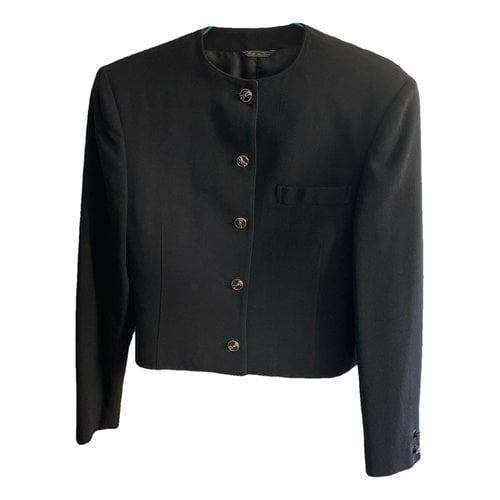 Pre-owned Versace Wool Short Vest In Black
