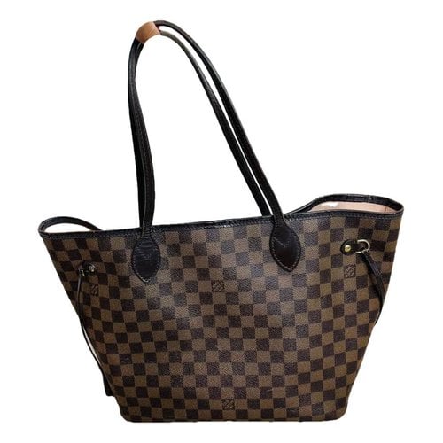 Pre-owned Louis Vuitton Neverfull Leather Tote In Brown