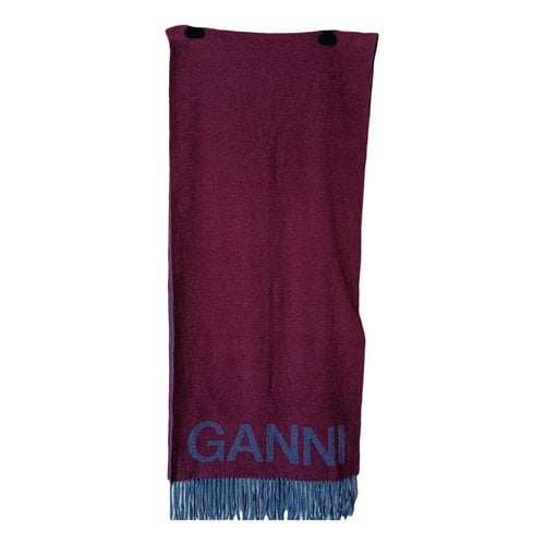 Pre-owned Ganni Wool Scarf & Pocket Square In Burgundy