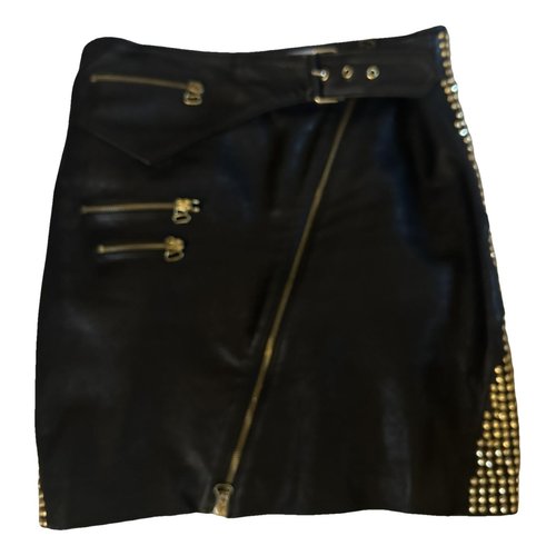 Pre-owned Pierre Balmain Leather Mid-length Skirt In Black