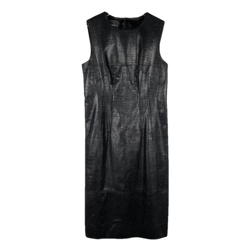 Pre-owned Akris Leather Mid-length Dress In Black