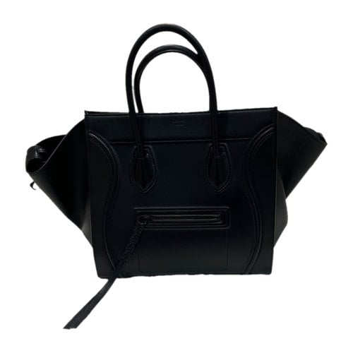 Pre-owned Celine Luggage Leather Handbag In Black