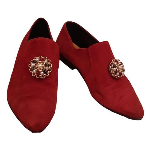 Pre-owned Genny Leather Ballet Flats In Red