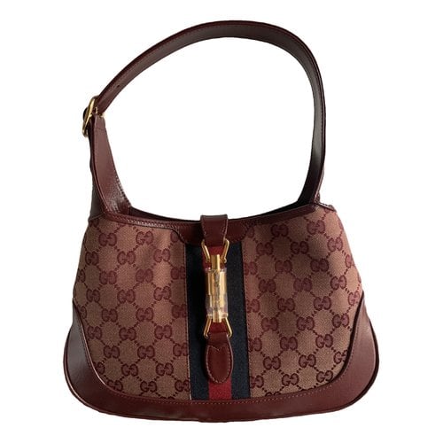 Pre-owned Gucci Jackie 1961 Cloth Handbag In Burgundy