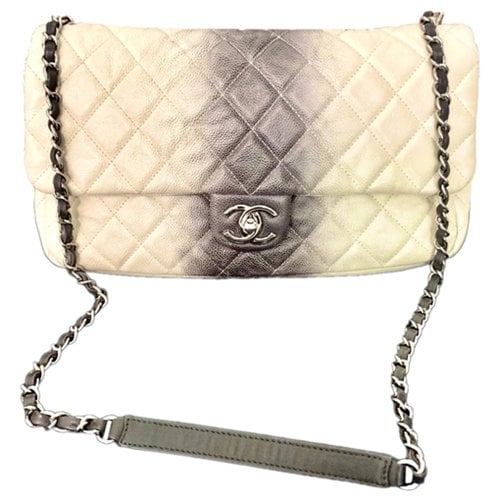 Pre-owned Chanel Leather Crossbody Bag In Beige