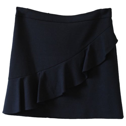 Pre-owned Brooks Brothers Wool Mini Skirt In Navy
