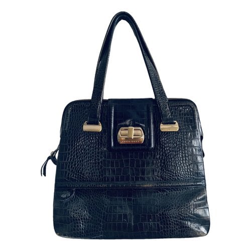 Pre-owned Hugo Boss Leather Tote In Black