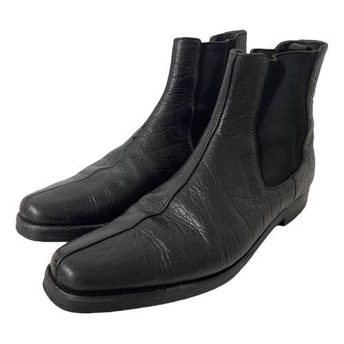 Pre-owned Prada Brixxen Leather Boots In Black