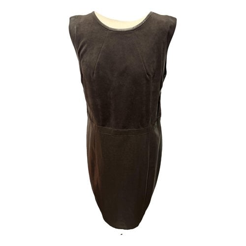 Pre-owned Marc Cain Vegan Leather Mid-length Dress In Brown