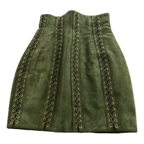 Pre-owned Balmain Mini Skirt In Green