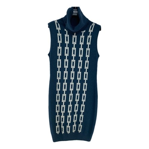 Pre-owned Moschino Love Wool Mid-length Dress In Blue