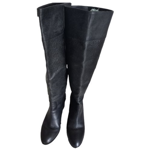 Pre-owned Bocage Leather Riding Boots In Black