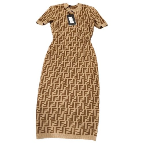 Pre-owned Fendi Wool Dress In Brown