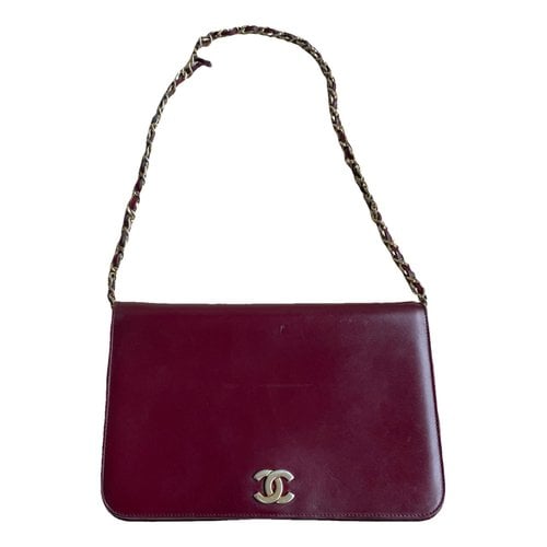 Pre-owned Chanel Wallet On Chain Leather Handbag In Burgundy