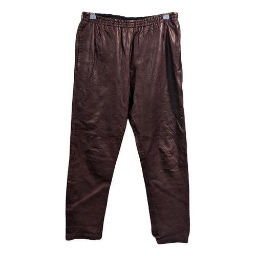 Pre-owned Forte Forte Leather Carot Pants In Burgundy