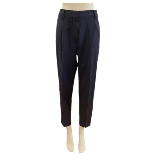 Pre-owned Brunello Cucinelli Wool Trousers In Navy