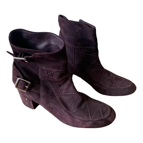 Pre-owned Laurence Dacade Buckled Boots In Burgundy