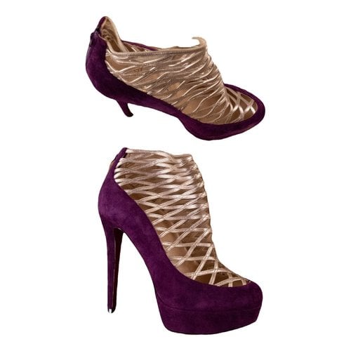 Pre-owned Christian Louboutin Ankle Boots In Purple