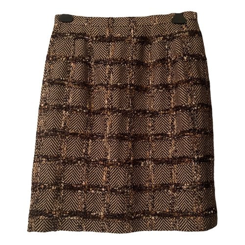 Pre-owned Weill Tweed Mid-length Skirt In Brown