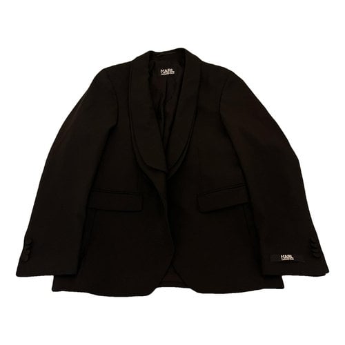 Pre-owned Karl Lagerfeld Wool Vest In Black