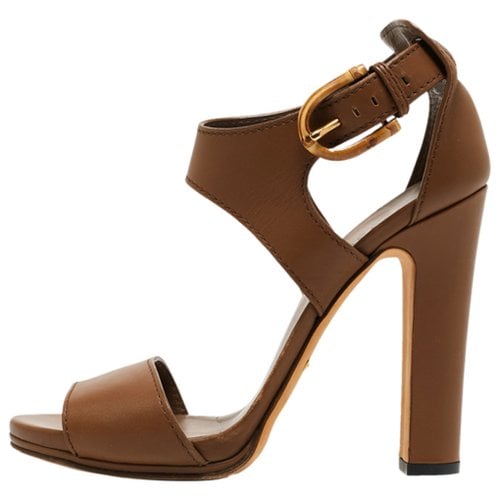 Pre-owned Gucci Patent Leather Sandal In Brown