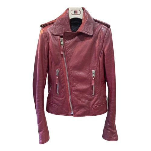 Pre-owned Balenciaga Leather Biker Jacket In Red