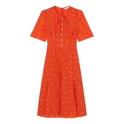 Pre-owned Lk Bennett Silk Mid-length Dress In Orange