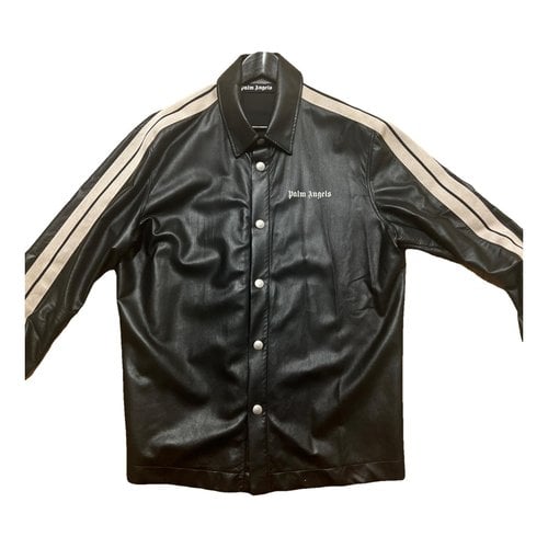 Pre-owned Palm Angels Leather Jacket In Black