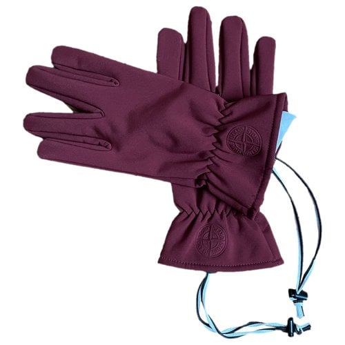 Pre-owned Stone Island Gloves In Burgundy
