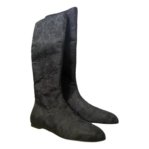Pre-owned Dolce & Gabbana Cloth Riding Boots In Black