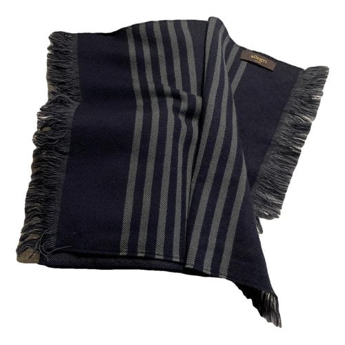 Pre-owned Allegri Wool Scarf & Pocket Square In Blue