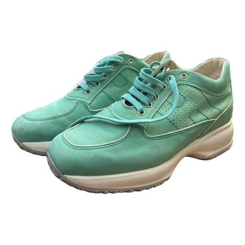 Pre-owned Hogan Leather Trainers In Green