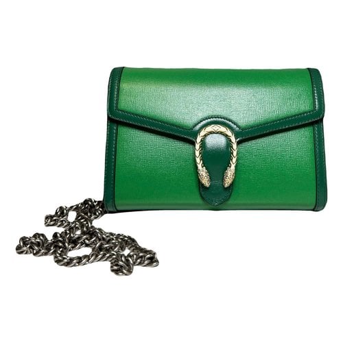 Pre-owned Gucci Dionysus Chain Wallet Leather Handbag In Green