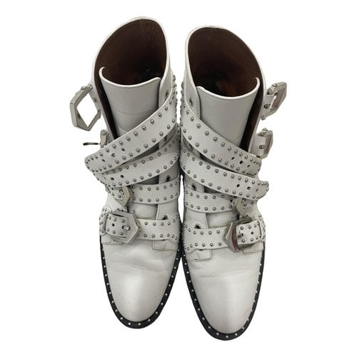 Pre-owned Givenchy Leather Buckled Boots In White