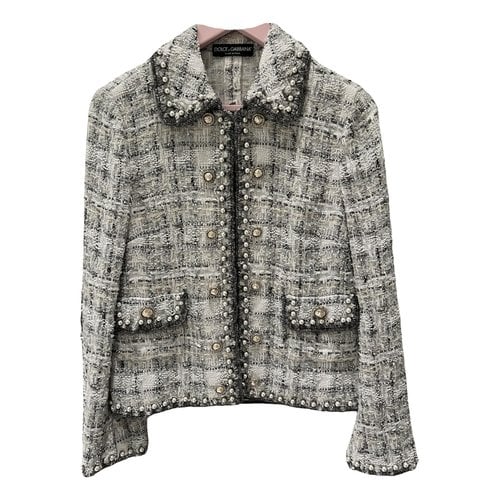 Pre-owned Dolce & Gabbana Tweed Jacket In White