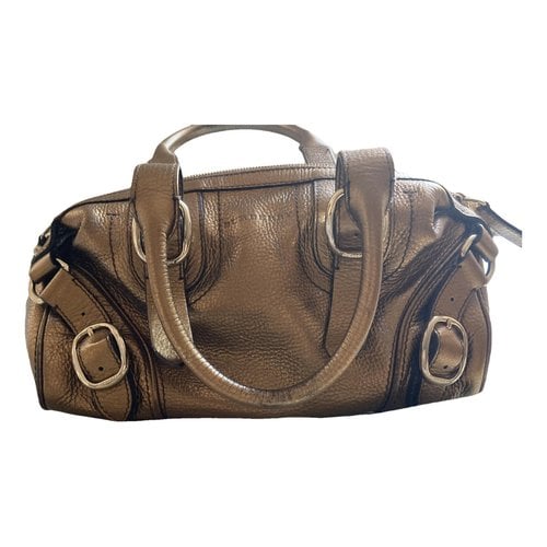 Pre-owned Burberry Tb Bag Medium Leather Handbag In Gold