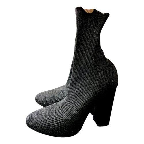 Pre-owned Le Silla Cloth Ankle Boots In Black