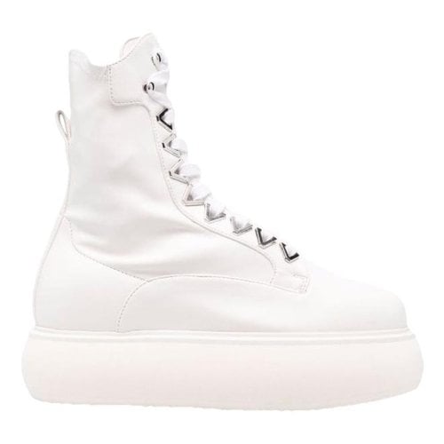 Pre-owned Attico Leather Lace Up Boots In White