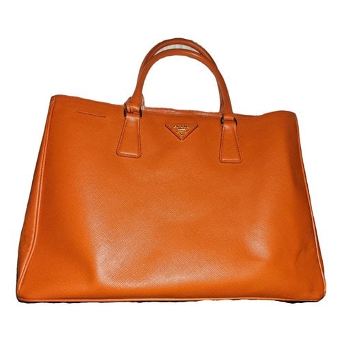 Pre-owned Prada Galleria Leather Handbag In Orange