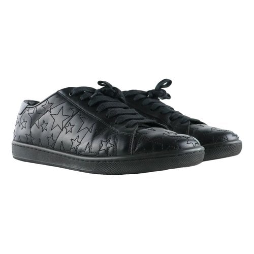 Pre-owned Saint Laurent Court Leather Trainers In Black