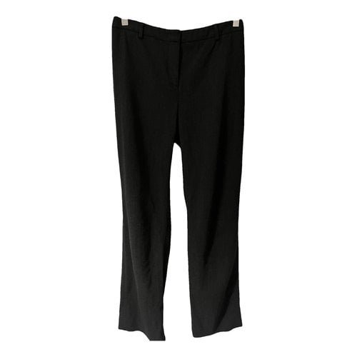 Pre-owned Piazza Sempione Linen Straight Pants In Black
